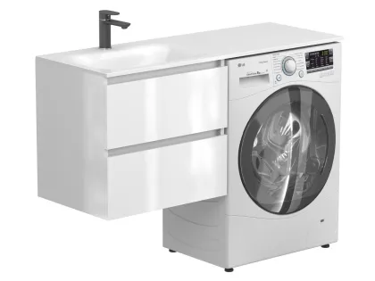 Тумба підвісна LUMO Біла глянцева для умивальника JESSEL 1200 L Miraggio