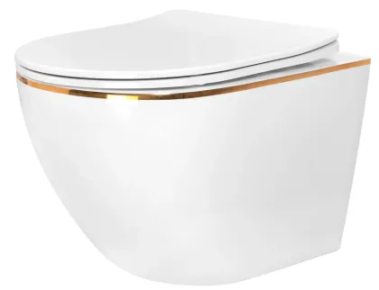 Підвісний унітаз REA CARLO MINI TORNADO WHITE GOLD EDGE підвісний унітаз REA CARLO MINI TORNADO WHITE GOLD EDGE