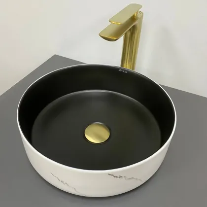 Умивальник (раковина) VBI PRATO WHITE BLACK MARBLE MATT накладний