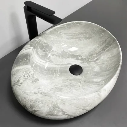Умивальник (раковина) VBI RICCIA LIGHT STONE GLOSSY накладний