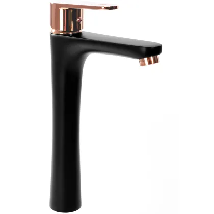 Змішувач для раковини (умивальника) REA MILD BLACK ROSE GOLD високий *