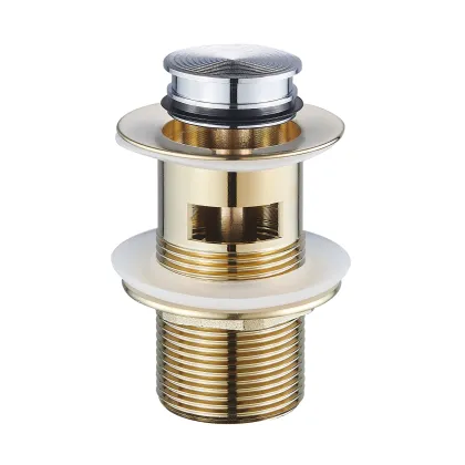 Донний клапан click-clack з переливом, без керамічної накладки, латунь, 1 1/4", cepillado oro