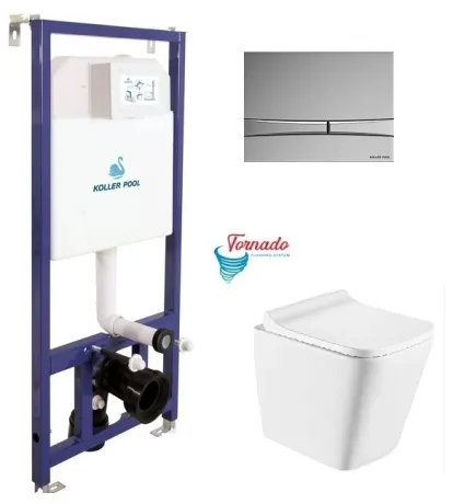 Інсталяція Koller Pool Dune 1200SL + Integro Cosmo Chrome панель змиву + підвісний унітаз TrendTornado 3,0