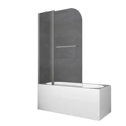 Шторки скляні на ванну Koer SR BS04-95x140-TR-07 прозоре скло 6мм, графіт (KR5404)