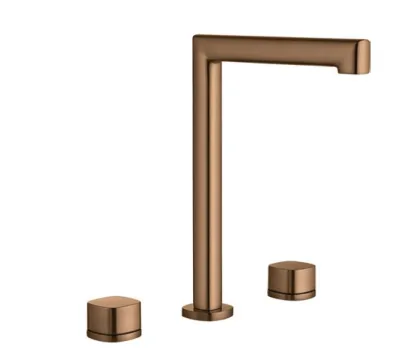 IMEX TOSCANA PVD BRUSHED ROSE GOLD Змішувач для умивальника на 3 отвори високий, PVD матове рожеве з