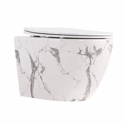Унітаз підвісний Robin Ultra Quiet 490×365×325 мм, Marble, з сидінням Slim Duroplast / Soft-close / Quick Release QT13332381АSMR Qtap