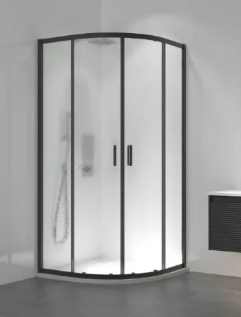 Душова кабіна розсувна, напівкругла Line ARC 900*900мм, black matt, cкло 6мм grape