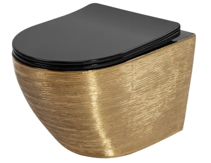 Підвісний унітаз REA CARLO FLAT BRUSHED GOLD BLACK
