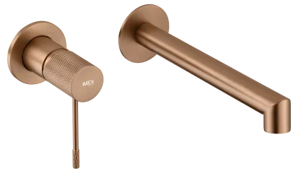 IMEX LINE BRUSHED ROSE GOLD Змішувач для умивальника зі стіни, матове рожеве золото