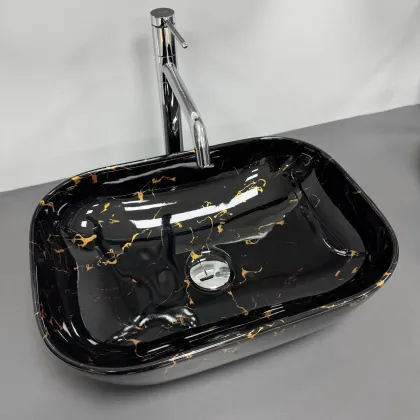 Умивальник (раковина) VBI RAVENNA BLACK LIGHTNING GLOSSY накладний