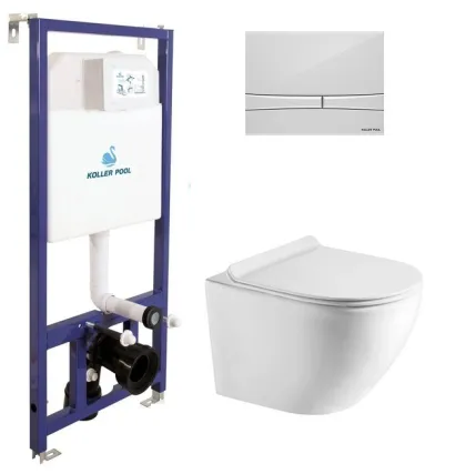 Інсталяція Koller Pool Dune 1200SL + Integro Cosmo White панель змиву + підвісний унітаз ROUND