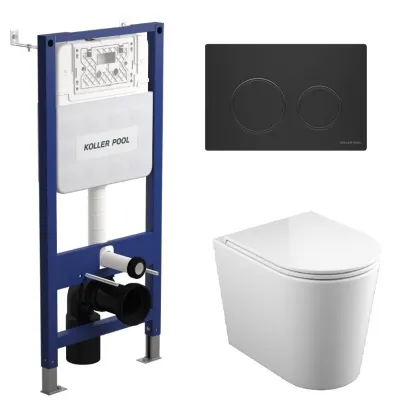 Інсталяція Koller Pool AQUA LINE + TWIST Gun metal панель змиву + унітаз підвісний GRACE з сидінням Soft-close (змив Тоrnado 3)