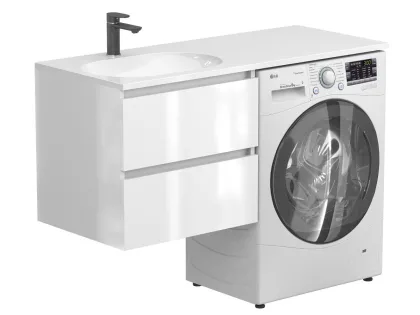 Тумба підвісна LUMO Біла глянцева для умивальника NEW YORK 1200 L Miraggio