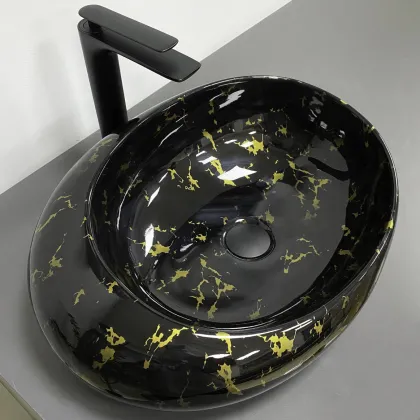 Умивальник (раковина) VBI RICCIA BLACK MARMO GLOSSY накладний