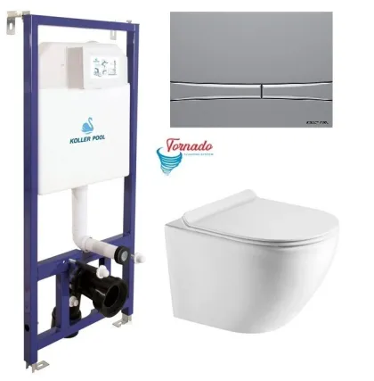 Інсталяція Koller Pool Dune 1200SL + Integro Cosmo Chrome matt панель змиву + підвісний унітаз Round Smart з сидінням Soft-close ( змив Tornado 3,0 )