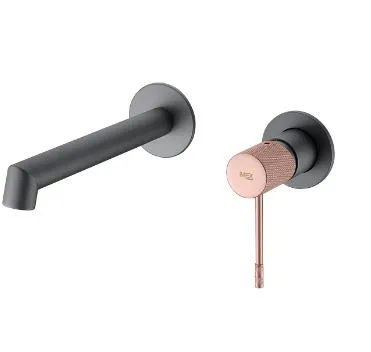 IMEX LINE MATT GRAY/CHAMPAGNE Змішувач для умивальника зі стіни, матовий сірий/шампань