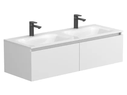 Тумба підвісна BASE МДФ фарбований Білий 0300n, soft-touch з умивальником JESSEL 1200 D Miraggio