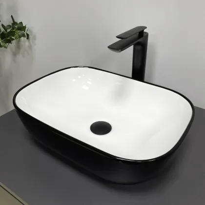 Умивальник (раковина) VBI RAVENNA BLACK WHITE GLOSSY накладний