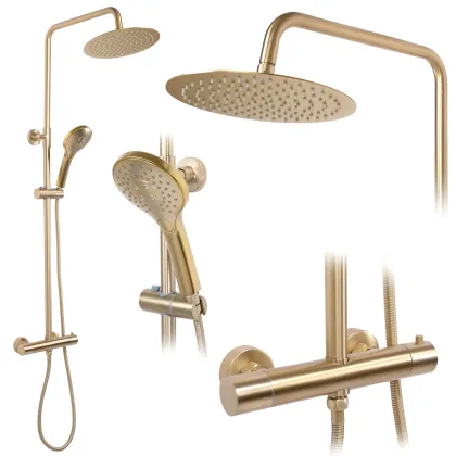Душовий гарнітур REA VINCENT BRUSHED GOLD матове золото з термостатом