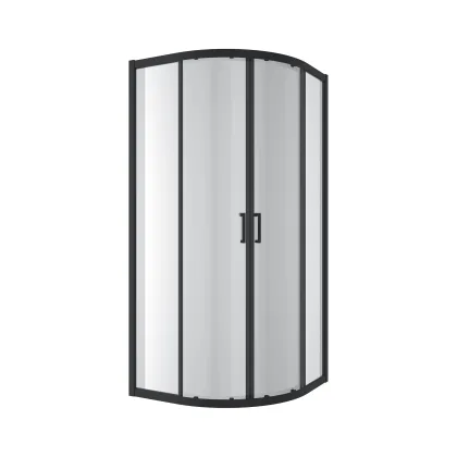 Душова кабіна розсувна, напівкругла Dakota 900*900*1850мм, black matt, cкло 5мм, clear