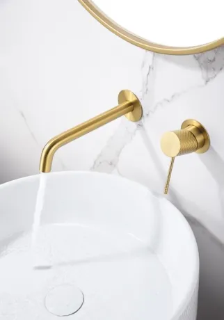 IMEX GENOVA BRUSHED GOLD Змішувач для умивальника зі стіни, PVD матове золото