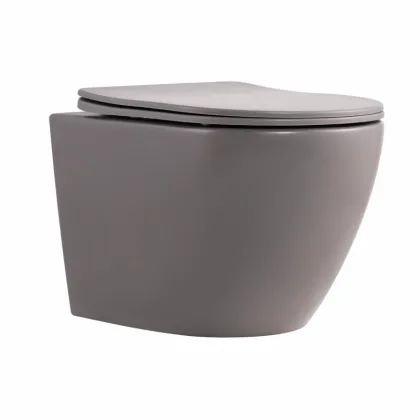 Унітаз підвісний Qtap Robin Ultra Quiet 520×365×340 мм, Stone grey, з сидінням Slim Duroplast / Soft-close / Quick Release QTROB26SG48996