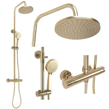 Душовий гарнітур REA PAROT BRUSHED GOLD матове золото з термостатом