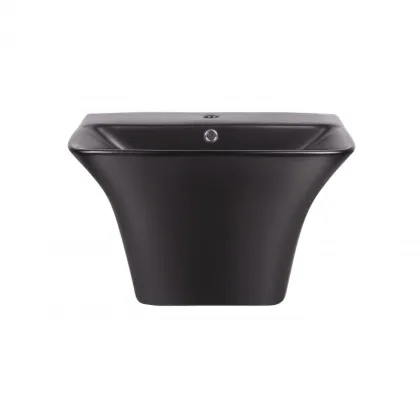 Раковина підвісна моноблок Qtap Crow 600х430х385 Matt black з донним клапаном QT0511G835MB