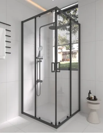 Душова кабіна розсувна, квадратна Line CUBE 900*900мм, black matt, cкло 6мм прозоре