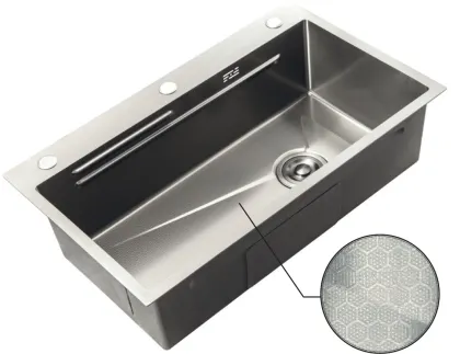 Мийка Zerix ZH7545-SET-05 DECOR NANO-SILVER (3.0/0.8) з нерж. сталі, комплект (нержавійка) (ZM5584) — Photo 4