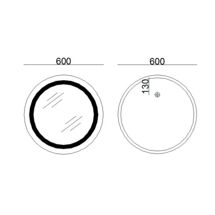 Дзеркало Lidz Aria R600 з LED-підсвічуванням Touch, з антизапотіванням, з димером, рег. яскравості LD78LR600 — Photo 1