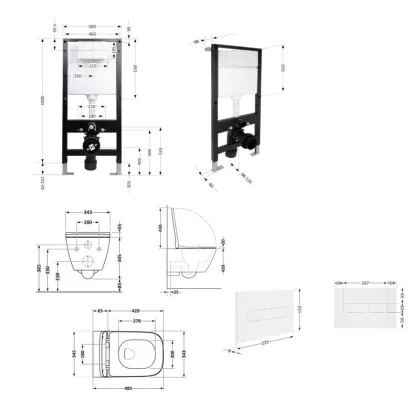 Готове рішення Qtap для ванної кімнати: підвісний унітаз Gemini Ultra Quiet 485x340x350 + комплект інсталяції Standard (лінійна клавіша White) — Photo 1