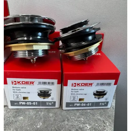 Донний клапан для ванни Koer PW-05-01 автоматичний (Click-Clack) (Колір хром) 1 1/2'' (KR3406) — Photo 5