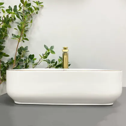Умивальник (раковина) VBI PALERMO WHITE GOLD EDGE накладний — Photo 2