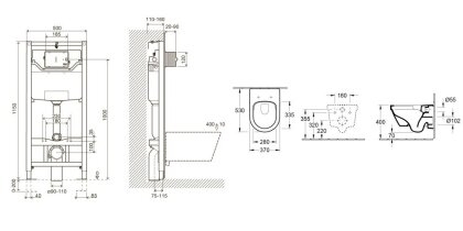 Комплект: ARCHITECTURA Directflush унитаз подвесной 37*53см в ком с сид с функ Slow closing 4694HR01 + IMPRESE комплект инсталляции 3в1 — Photo 1