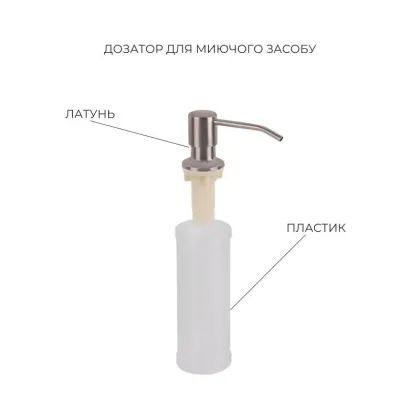 Комплект Lidz Handmade H7849R Мийка для кухні інтегрована крило зправа Brushed у комплекті з дозатором + Lidz K01G Корзина для кухонної мийки — Photo 4