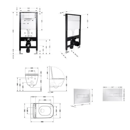 Готове рішення Qtap для ванної кімнати: підвісний унітаз Tern Ultra Quiet 490x365x325 + комплект інсталяції Standard (лінійна клавіша Chrome) — Photo 1