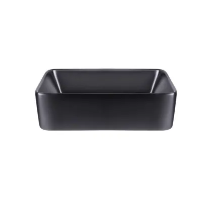 Комплект Qtap Tern: Раковина накладна прамокутна 475х370х140 мм Matt Black + Донний клапан PU03 — Photo 2
