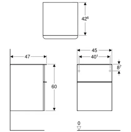 Тумба SMYLE SQUARE 45×60×47 см з 2 ящиками біла глянцева та матова — Photo 1