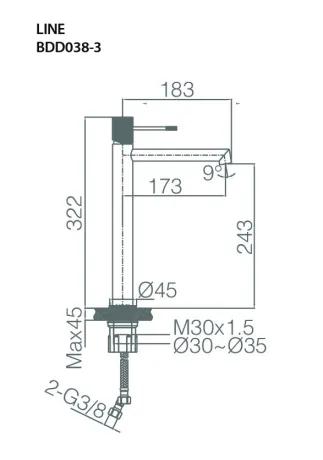 IMEX LINE BLACK MATT Змішувач для умивальника високий, чорний матовий — Photo 2