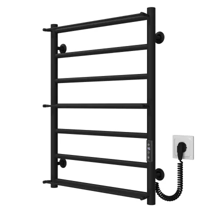 Рушникосушарка електрична Ladder П7 500х700 Deffi нержавіюча сталь (Чорний, JD03, Праве підключення) — Photo 1