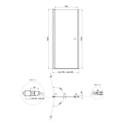 Душові двері в нішу Qtap Presto CRM208.P5 80х185 см, скло Pear 5 мм — Photo 1