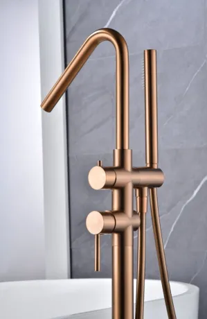 IMEX CORCEGA BRUSHED ROSE GOLD Підлоговий змішувач для ванни, PVD матове рожеве золото — Photo 1