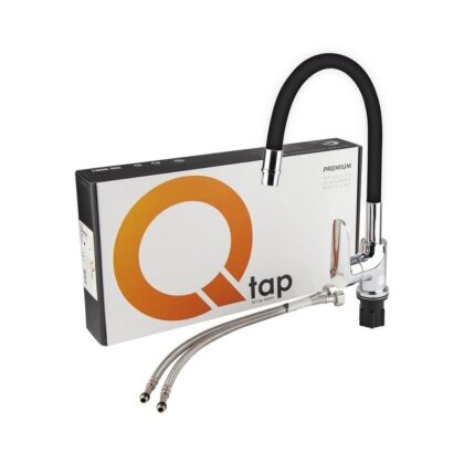 Змішувач для кухні Qtap Linea з гнучким виливом QTLINCRB007F Chrome/Black — Photo 5