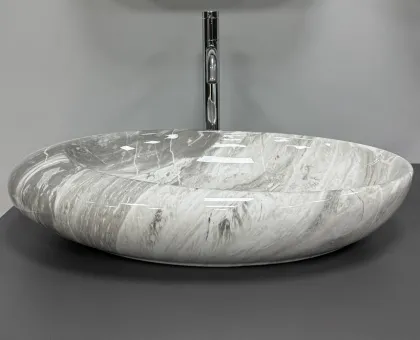 Умивальник (раковина) VBI VICENZA M GREY STONE GLOSSY накладний — Photo 4