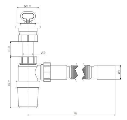 Сифон для умивальника з гнучким з&#039;єднанням d40 — Photo 1