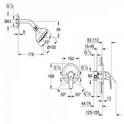 Душовий комплект прихованого монтажу Grohe EX Euroeco New (26000004) — Photo 1