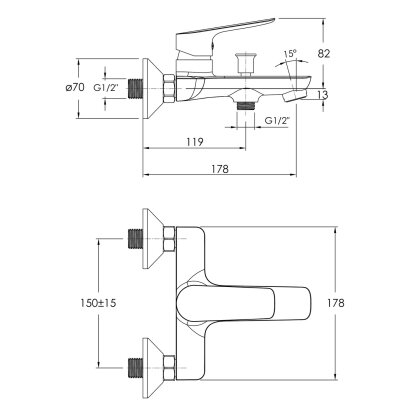 KIT 30095 набір змішувачів (4 в 1), змішувач для умивальника, змішувач для ванни, душовий гарнітур, змішувач для кухні — Photo 4