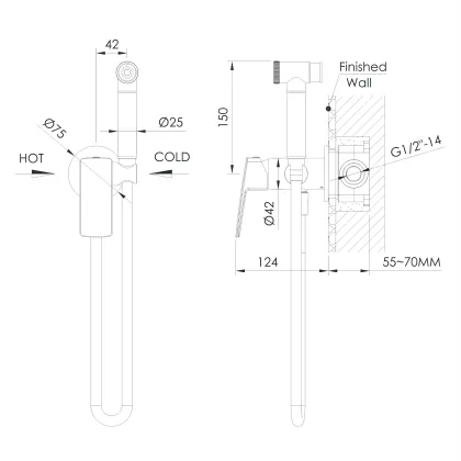 GRAFIKY набір гігієнічний прихованого монтажу, брашована бронза — Photo 1