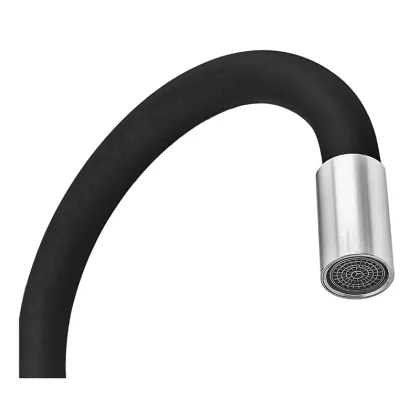 Змішувач для кухні ZERIX REX-011 CHROME REFL.BLACK з нерж. сталі (Колір хром+силіконовий вилив чорний) (ZX6127) — Photo 2